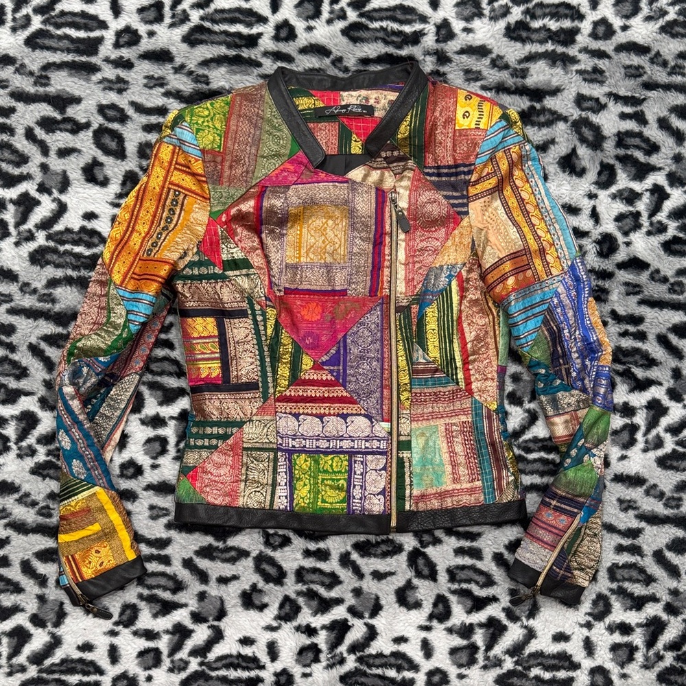Aleena Khan Patchwork Print Multicolor Women's Blazer Jacket - Picture 1 of 7
